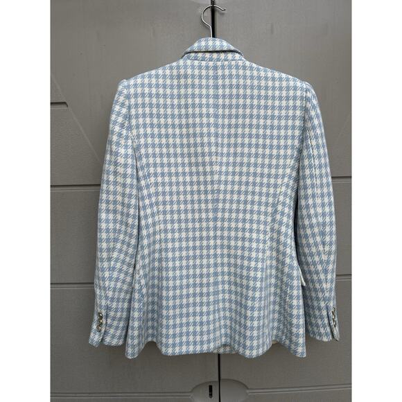 Zara Houndstooth Double-Breasted Blazer Jacket in Blue ASO Princess Kate Sz S - Picture 15 of 16